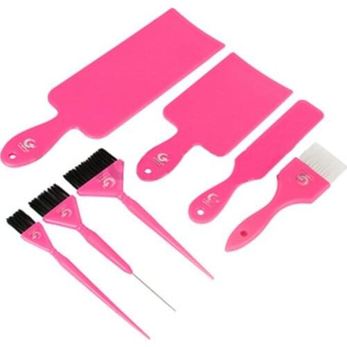 7pcs/set Hair Dye Kit Hair Coloring Brush Board Set Styling Brush for Salon Dyeing Barber Accessaries Home Use Black