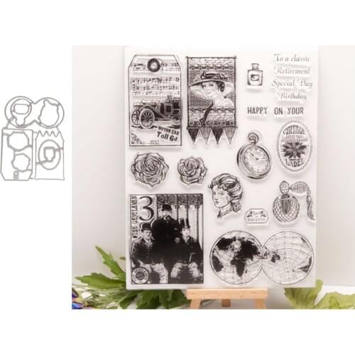 Stamps and dies Retro series set 2020 clear stamp Scrapbooking Stamping DIY album rubber metal cutting dies gift card stencil