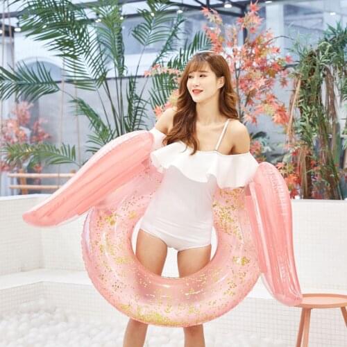 Inflatable Circle Baby Angel Wings Float Swimming Ring Glitter Inflatable Pool Float Child Seat Air Mattresse Water Toys