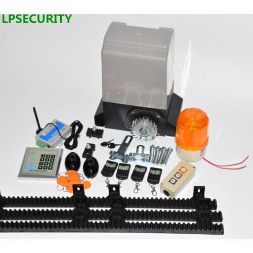 LPSECURITY intensive use factory home 1200kg/1500kg Automatic Electric Sliding Gate Opener Kit, 4 Remote, 4m/5m nylon rails