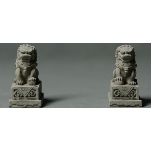 New Chinese stone lions faced concrete Decoration Chinese wind Desktop creative bonsai aquarium landscaping decorations