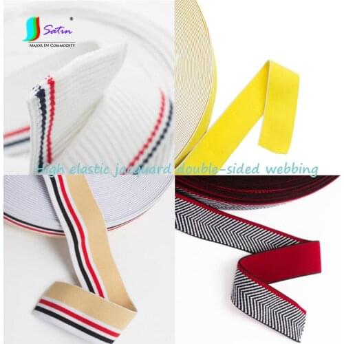 Wholesale 4CM High Elastic Jacquard Letters Double-sided Webbing,DIY Shoulder Belt Pants Belt Striped Elastic Band A0096F