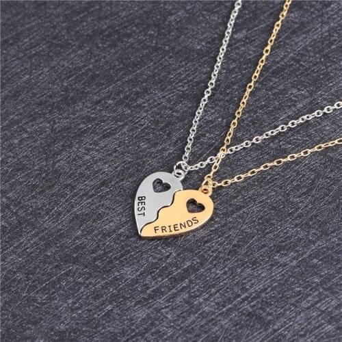 Best Friends Pendant Necklace 2 Parts Heart Shaped Friendship Half Puzzle Jewelry For Girls Fashion Necklaces Chain Collier