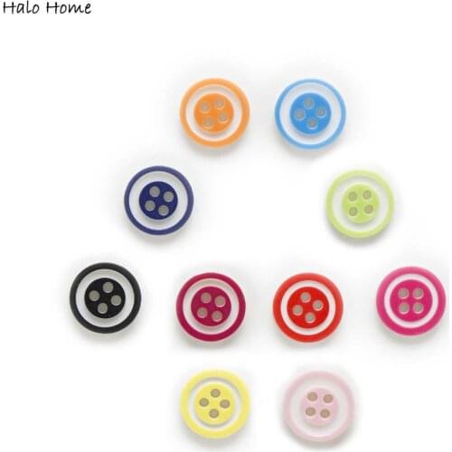 100pcs 4 Hole 10 Color Mixed Round Resin Buttons Home Decor Clothing Sewing Scrapbooking Card Making DIY 12mm
