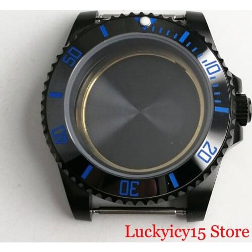 PVD Plated 40mm Watch Case Sapphire Glass Fit ETA 2836 MIYOTA Automatic Movement