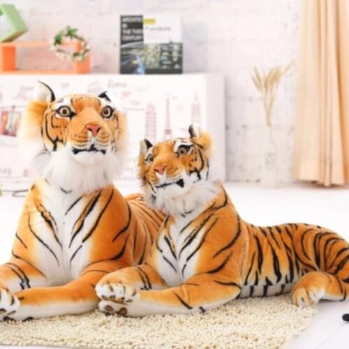 30-120 cm Lifelike Tiger & Leopard Plush Toys Soft Wild Animals Simulation White Tiger Jaguar Doll Children Kids Birthday Gifts