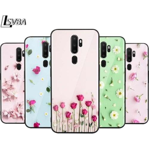 Rose Floral Flower for OPPO Reno 2 Z 2Z 2F 3 4 Pro 5G F7 A5 A9 2020 Super Bright Black Phone Case Soft Cover Shell