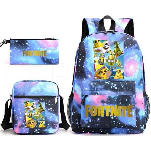 Mochilas FORTNITE Print 3pcs/set Anime Teens School Bag Backpacks for School Teenagers Girls Boys Anime Bookbag