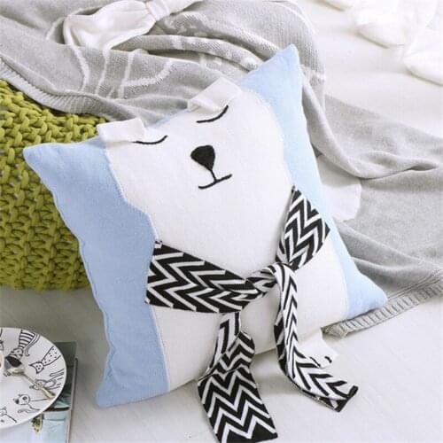 Hap-deer 2018 autumn winter new Catoon Scarf Bear pillow Kids Cute Cushion Cotton Baby Room Decor Child Stuffed Soft Newborn