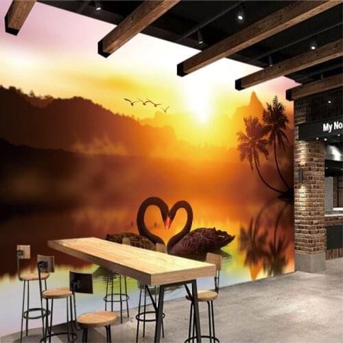 Stereoscopic TV background wallpaper photo wallpaper swan wallpaper mural living room bedroom Home Decor