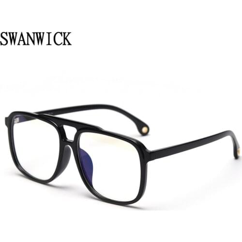 Swanwick oversized eyeglasses frames black transparent blue light blocking glasses square optical women men retro style TR90