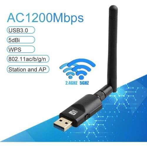 1200Mbps Wifi Adapter USB Wifi Antenna Adapter 2.4GHz 5GHz Wireless Network Card for Desktop Laptop RTL8812BU Drop Shipping
