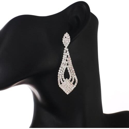 YFJEWE New Simple Design Earrings silver Color Crystal Earring Big Metal Drop Dangle Earrings For Women E721