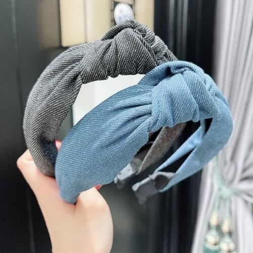 Women Girls Denim Knot Hairband Headband Adult Hair Accessories