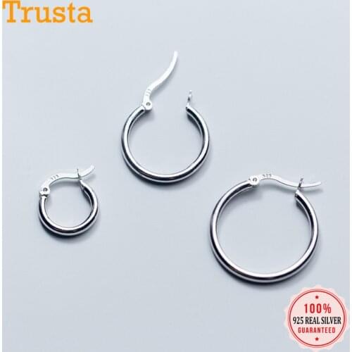 Trusta 100% 925 Solid Sterling Silver Unique Shaped Piercing Huggie Hoop Earring For Women Sterling Silver Earing Jewelry DS1064