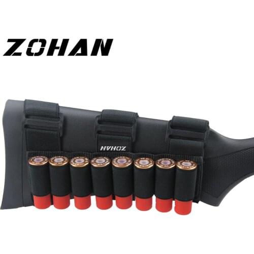 ZOHAN Tactical 5/8/9 Rounds Shotgun Shell Holder 12 GA Molle Nylon Buttstock Bullet holder For Hunting Military Gun Accessories