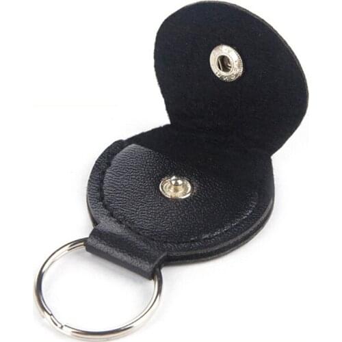 1 Pcs Guitar Picks Holder Case Black Faux Leather Keychain Plectrum Cases Bag