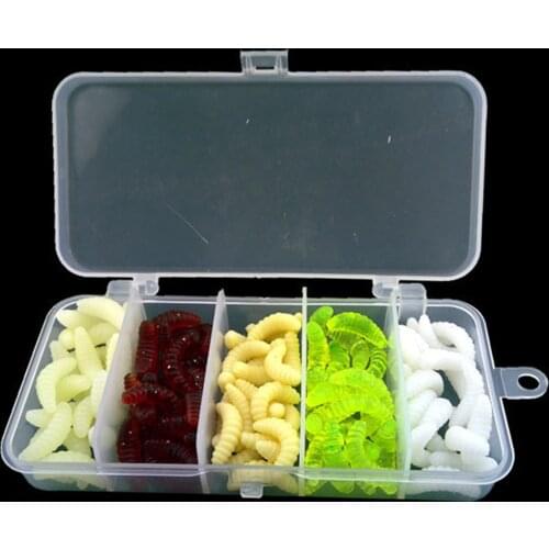 100pcs Soft Silicone Fishing Lures Pike Lure Worms Lure Soft Lures Maggots for Pike Perch Trout Fishing Baits Accessories