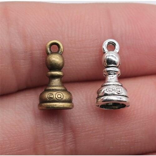 12pcs 14x8mm 2 Colors Antique Silver Color Antique Bronze Plated Chess Charms Chess Pawn Charms Pawn Chess Charms