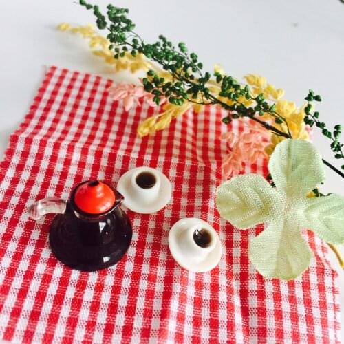 3pcs/set Mini Coffee Tea Cups & Pot Saucer Set Furniture Toys Food Kitchen living room Dollhouse Miniature Accessories