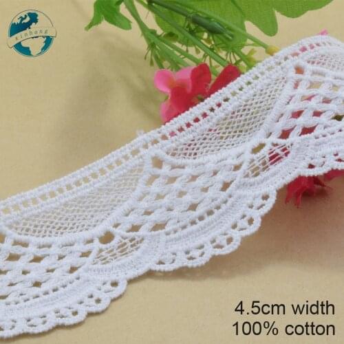 3yards 4.5cm white 100% cotton embroidery lace french lace ribbon fabric guipure diy trims warp knitting sewing Accessories#3259