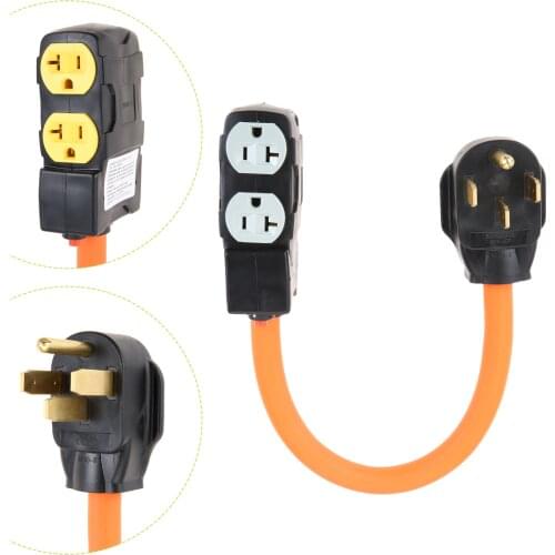4-Prong 220-Volt Plug to 120-Volt 15/ 20Amp Household Female Adapter Cord (4-Prong 14-50 Outlet to (4) Household W/Breaker)