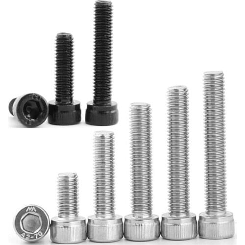 5pcs 10pcs 20pcs 30pcs M3 M4 M5 M6 M8 Socket Hex Round Cylindrical Head Screws DIN912 Stainless Steel 12.9 Steel Black Screw