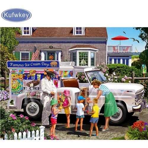 Full square Drill 5D DIY Cross Stitch Diamond Painting Ice cream day Diamond Embroidery Mosaic Home Decor