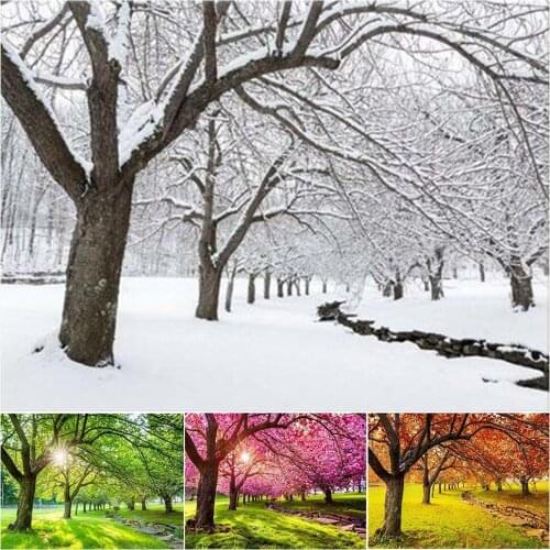 5D DIY Diamond Painting Trees Spring Summer Autumn Winter Full Square Diamond Embroidery Picture Rhinestone Mosaic House Decor
