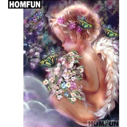 HOMFUN Full Square/Round Drill 5D DIY Diamond Painting "Angel girl" Embroidery Cross Stitch 5D Home Decor Gift A01723