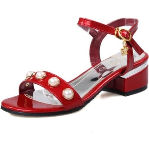 Big Size 11 12 13 14 15 16 17 high heels sandals women shoes woman summer ladies open-toed Metal pendant Thick with sandals