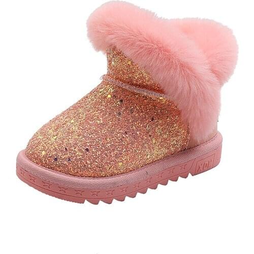 CMSOLO Toddlers Boots Shoes Baby Kids New Fashion Winter Plush Snow Keep Warm Shoe Flat Heels Princess Girls Comfortable Boots