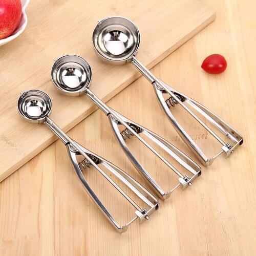 CATHYLIN Ice Cream Scoop Stainless Steel Press Release Scoop Cookies Ball Mash Potato Kitchen Accessories Spring Handle OT19061