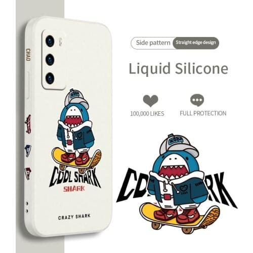 Thin Shell Shark Phone Case For Huawei P40 P40Lite P30 P20 Mate 40 40Pro 30 20 Pro Lite P Smart 2021 Y7a Liquid Silicone Cover