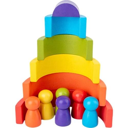 Toddler Wooden Rainbow Stacking Blocks Rainbow Building Blocks Childrens Educational Learning Toy