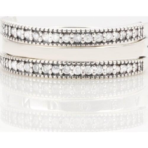 Valentines Day S925 sterling silver hollow heart-shaped flip ring With Crystal Original Jewelry