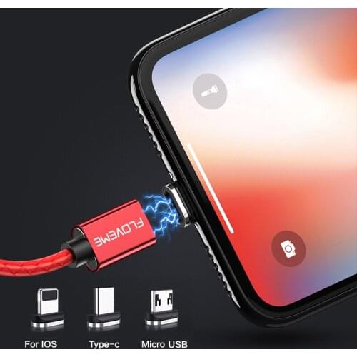 FLOVEME Magnetic Cable Micro USB Type C For IPhone12 Lighting Cable 1M 3A Fast Charging Wire Type-C Magnet Charger Phone Cable