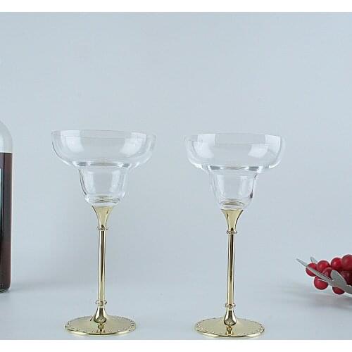 Crystal Cocktail Glass Gold Plating Stainless Steel Stand Household Items Kitchen Bar Supplies Cocktail Party Glass Drinkware