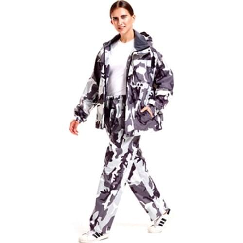 Camouflage Adult Raincoat Waterproof Outdoor Rain Pants Cycling Motorcycle Rain Coat Transparent Hat Poncho Rainwear Set