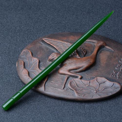 China Jade Green Bamboo Hairpin Jade Hairpin Head Ornaments Girl Hair Accessories