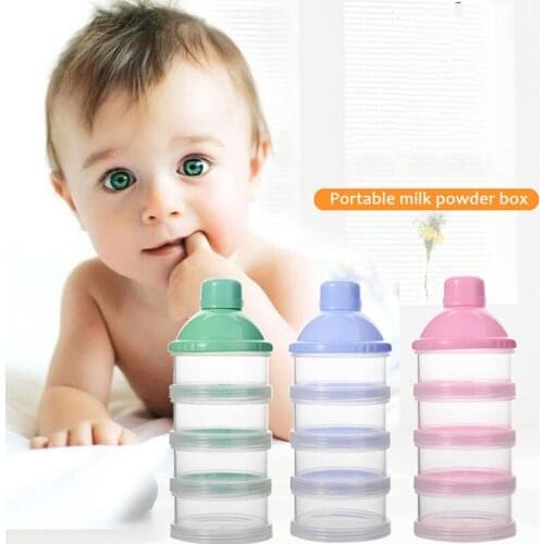 Four Grid Baby Food Storage Box Portable Milk Powder Formula Dispenser Food Container Storage Feeding Box for Baby Kids Toddler
