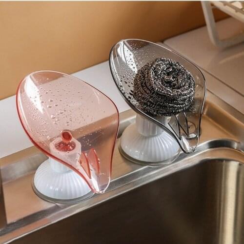 Leaf Shape Soap Box Drain Soap Holder Box Bathroom Shower Soap Holder Dish Storage Plate Tray Suction Cup Drain Soap Box