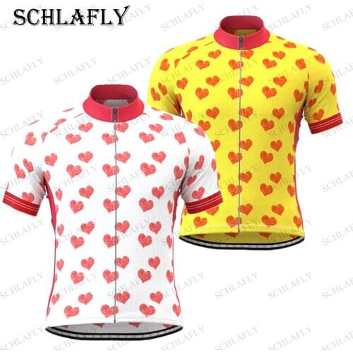 LOVEly white Cycling jersey summer short sleeve tour bike wear yellow jersey road jersey cycling clothing schlafly