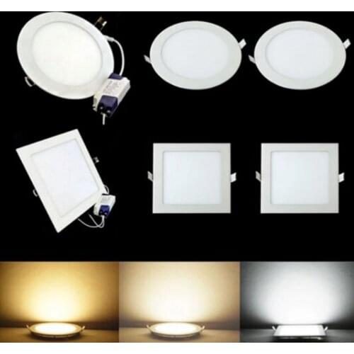 Round Square LED panel light 3W 4W 6W 9W 12W 15W 18W Recessed Lamp Led 110V 220V 240VBulb Bedroom Kitchen Indoor LED Spot Light