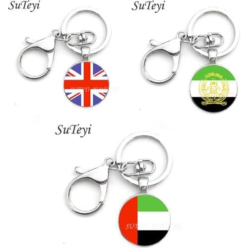 Fashion Flag keychain vintage flag Britain and Afghanistan and the United Arab Emirates jewelry good quality handmade key chains