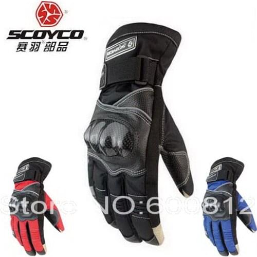 2019 New SCOYCO motorcycle riding glove carbon fiber Protect shells waterproof windproof leather motorcycle gloves men winter