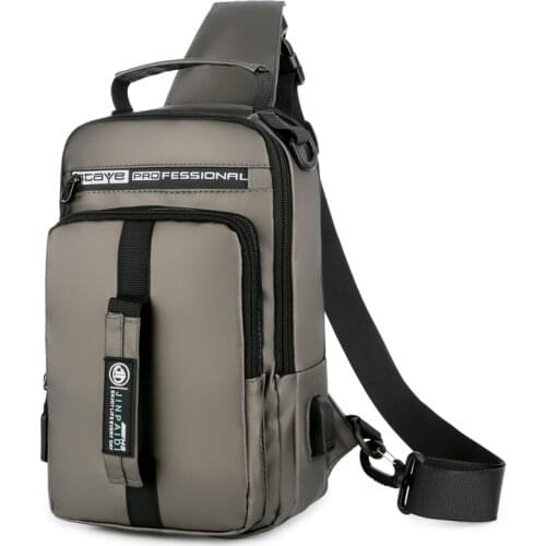 Mens Chest Bag USB Oxford Cloth Shoulder Bag Travel Chest Bag Waterproof Lightweight Messenger Bag Mens Cross Body Bag