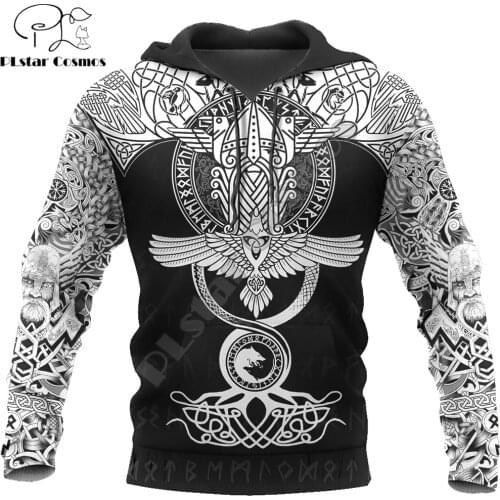 Viking Raven Of Odin Tattoo 3D Printed Men hoodies Harajuku Fashion Hooded Sweatshirt Unisex Casual jacket Zip Hoodie WJ005