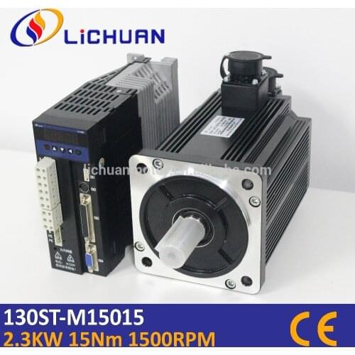 Lichuan NEW 2.3KW AC Servo Motor Kits Three Phase Motors 15N.M 2.3KW 1500RPM 130ST-M15015 Matched Servo Driver,3m Encoder Cable