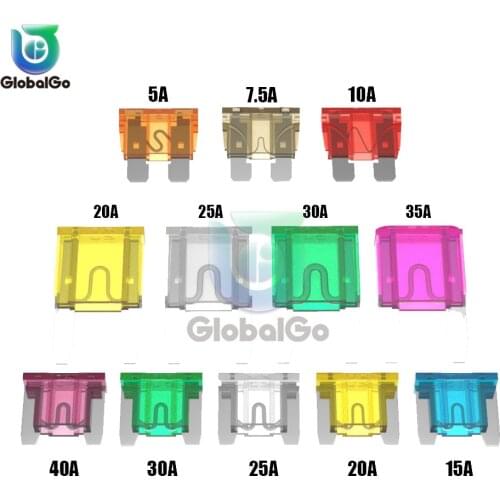 50pcs/Lot Mixed Mini Blade 5A 10A 15A 20A 25 30A 35A 40A AMP Set For Truck Boat Motorcycle Auto Car Small Mini Large Blade Fuse